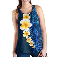 Blue Polynesia Women Racerback Tank Plumeria Tropical Leaves With Galaxy Polynesian Art LT14 - Polynesian Pride