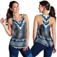 Blue Taniko Aotearoa Women Racerback Tank Niho Taniwha Mix Poutama LT14