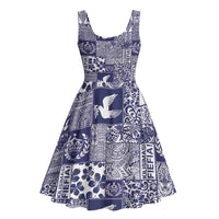 Blue Tonga Kilisimasi Fiefia Midi Dress Pacific Patchwork Xmas Vibes - Polynesian Pride