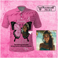 Custom Photo Breast Cancer Awareness Memorial Polo Shirt You Will Never Be Forgotten Polynesian Countries Pattern CTM14 Pink - Polynesian Pride