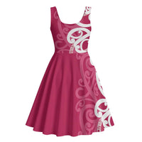 Breast Cancer Awareness Maori Midi Dress Koru Kowhaiwhai - Polynesian Pride