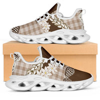 Brown Hawaii Tiare and Shell Lei Clunky Sneakers Hawaiian Palaka Luxury Vibes LT14 Brown - Polynesian Pride