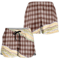 Brown Palaka Hawaii Leis Elegant Vibes Shorts for Women