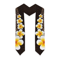 Brown Polynesia Graduation Stole Plumeria Tropical Leaves With Galaxy Polynesian Art