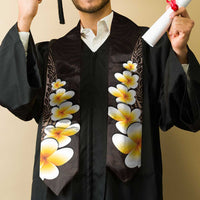 Brown Polynesia Graduation Stole Plumeria Tropical Leaves With Galaxy Polynesian Art
