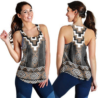 Brown Taniko Aotearoa Women Racerback Tank Niho Taniwha Mix Poutama LT14