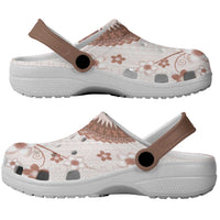 Bula Fiji Clogs Shoes Brown Plumeria Masi Tapa Pattern - Polynesian Pride