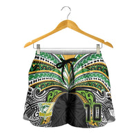 Custom Cook Islands Rugby League Shorts for Women Tatau Tribal Motifs-Black Color LT03 - Polynesian Pride