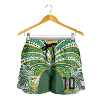 Custom Cook Islands Rugby League Shorts for Women Tatau Tribal Motifs-Dark Green Color LT03 - Polynesian Pride