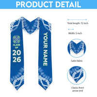 Custom Hawaii Anuenue School Graduation Stole Tapa Pattern With Leis