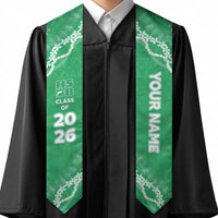 Custom Hawaii School For The Deaf And The Blind Graduation Stole Tapa Pattern With Leis