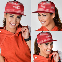 Custom Mate Ma'a Tonga Heritage Snapback Cap Pacific Tribal Rugby Red Edition - Polynesian Pride