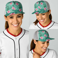 Cyan Hawaii Hibiscus With Tropical Flowers Motifs Baseball Net Cap LT14 - Polynesian Pride
