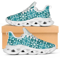 Cyan Palaka Quilt Hawaii Clunky Sneakers Hawaiian Tropical Monstera Sea Turtle