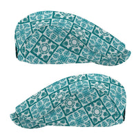 Cyan Palaka Quilt Hawaii Jeff Hat Hawaiian Tropical Monstera Sea Turtle