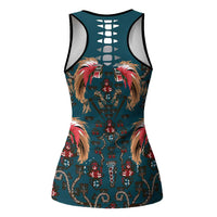 Dark Cyan Blue Bird of Batik Papua Hollow Tank Top Exotic Natural Wealth of Papua LT9 - Polynesian Pride