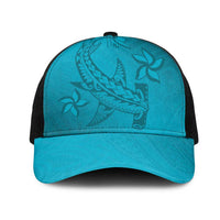 Dark Cyan Gradient Polynesia Mesh Trucker Cap Hawaiian Tribal Hammerhead Shark Tattoo - Polynesian Pride