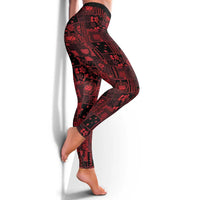 Dark Samoa Manuia Le Kerisimasi Leggings Pacific Patchwork Xmas Vibes - Polynesian Pride