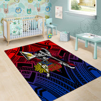 Filipinos Lapu-lapu Hero Area Rug Philippines Flag and Sun DT02 - Polynesian Pride