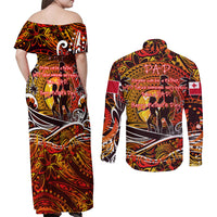 Father's Day Tonga Couples Matching Off Shoulder Maxi Dress and Long Sleeve Button Shirt Special Dad Polynesia Paradise DT02 - Polynesian Pride