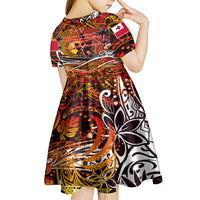 Father's Day Tonga Kid Short Sleeve Dress Special Dad Polynesia Paradise