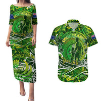 Father's Day Cook Islands Couples Matching Puletasi and Hawaiian Shirt Special Dad Polynesia Paradise DT02 Green - Polynesian Pride