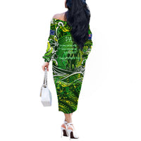 Father's Day Cook Islands Off The Shoulder Long Sleeve Dress Special Dad Polynesia Paradise DT02 - Polynesian Pride