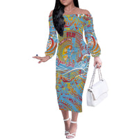 Father's Day Fiji Family Matching Off The Shoulder Long Sleeve Dress and Hawaiian Shirt Special Dad Polynesia Paradise DT02 Mom's Dress Red - Polynesian Pride