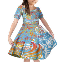Father's Day Fiji Family Matching Short Sleeve Bodycon Dress and Hawaiian Shirt Special Dad Polynesia Paradise DT02 Daughter's Dress Red - Polynesian Pride