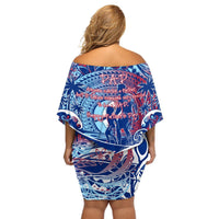 Father's Day Guam Off Shoulder Short Dress Special Dad Polynesia Paradise DT02 - Polynesian Pride