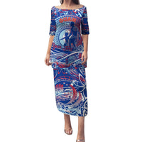 Father's Day Guam Puletasi Special Dad Polynesia Paradise DT02 Long Dress Blue - Polynesian Pride