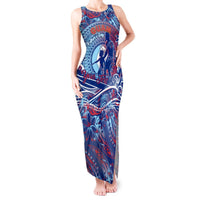 Father's Day Guam Tank Maxi Dress Special Dad Polynesia Paradise DT02 Women Blue - Polynesian Pride