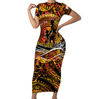 Father's Day Marquesas Islands Family Matching Short Sleeve Bodycon Dress and Hawaiian Shirt Special Dad Polynesia Paradise