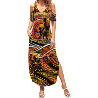 Father's Day Marquesas Islands Summer Maxi Dress Special Dad Polynesia Paradise DT02 Women Orange - Polynesian Pride