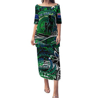 Father's Day New Zealand Family Matching Puletasi and Hawaiian Shirt Special Dad Polynesia Paradise DT02 Mom's Dress Green - Polynesian Pride