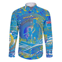 Father's Day Tuvalu Family Matching Off The Shoulder Long Sleeve Dress and Hawaiian Shirt Special Dad Polynesia Paradise