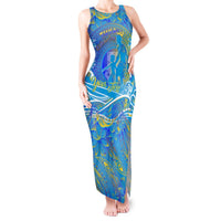 Father's Day Tuvalu Tank Maxi Dress Special Dad Polynesia Paradise DT02 Women Blue - Polynesian Pride