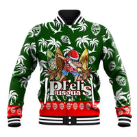 Guam Christmas Baseball Jacket Felis Pusgua Tropical Xmas Patterns DT02 Unisex Green - Polynesian Pride