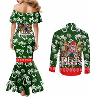 Guam Christmas Couples Matching Mermaid Dress and Long Sleeve Button Shirts Felis Pusgua Tropical Xmas Patterns DT02 - Polynesian Pride