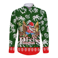 Guam Christmas Long Sleeve Button Shirt Felis Pusgua Tropical Xmas Patterns DT02 Unisex Green - Polynesian Pride