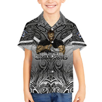 New Zealand Family Matching Summer Maxi Dress and Hawaiian Shirt Rugby Aotearoa Champions DT02 Son's Shirt Black - Polynesian Pride