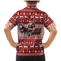 Dog Sled Christmas Family Matching Mermaid Dress and Hawaiian Shirt Husky Sleigh Ride Design DT02 - Polynesian Pride