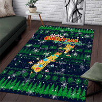 Merry Christmas New Zealand Area Rug Xmas Travel Map DT02 Blue - Polynesian Pride