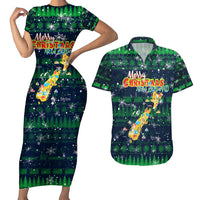 Merry Christmas New Zealand Couples Matching Short Sleeve Bodycon Dress and Hawaiian Shirt Xmas Travel Map - Polynesian Pride