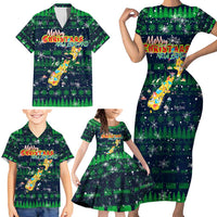 Merry Christmas New Zealand Family Matching Short Sleeve Bodycon Dress and Hawaiian Shirt Xmas Travel Map DT02 - Polynesian Pride