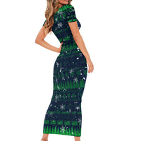Merry Christmas New Zealand Short Sleeve Bodycon Dress Xmas Travel Map - Polynesian Pride