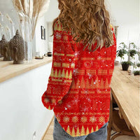 Merry Christmas Hawaii Women Casual Shirt Xmas Travel Map DT02 - Polynesian Pride