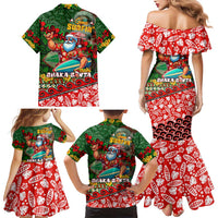 Mele Kalikimaka Shaka Santa Family Matching Mermaid Dress and Hawaiian Shirt Hawaiian Surf Christmas Design with Aloha Spirit DT02 - Polynesian Pride