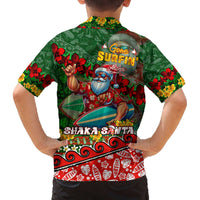 Mele Kalikimaka Shaka Santa Family Matching Off The Shoulder Long Sleeve Dress and Hawaiian Shirt Hawaiian Surf Christmas Design with Aloha Spirit DT02 - Polynesian Pride