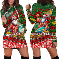 Mele Kalikimaka Shaka Santa Hoodie Dress Hawaiian Surf Christmas Design with Aloha Spirit DT02 - Polynesian Pride